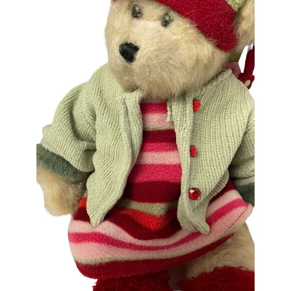 Bearington Collection Stuffed Teddy Bear 16" Striped Dress & Jacket With Red Boo - Picture 6 of 9